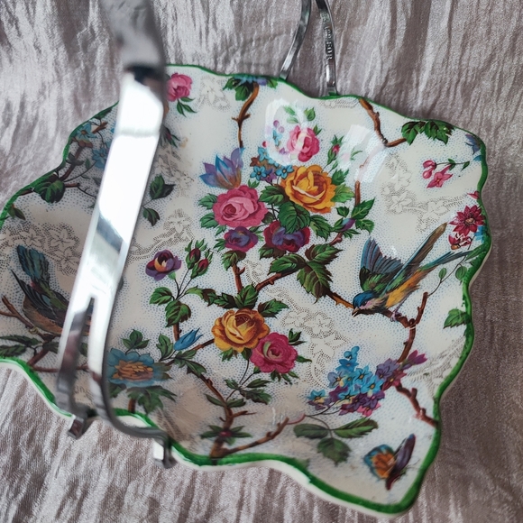 CROWN DUCAL Chintz ASCOT Pattern Tidbit Bowl Midwinter England Tidbit and Handle - Picture 10 of 11